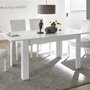 HAPPYMOBILI Table 180 cm avec rallonge blanc laqué design MIRANO