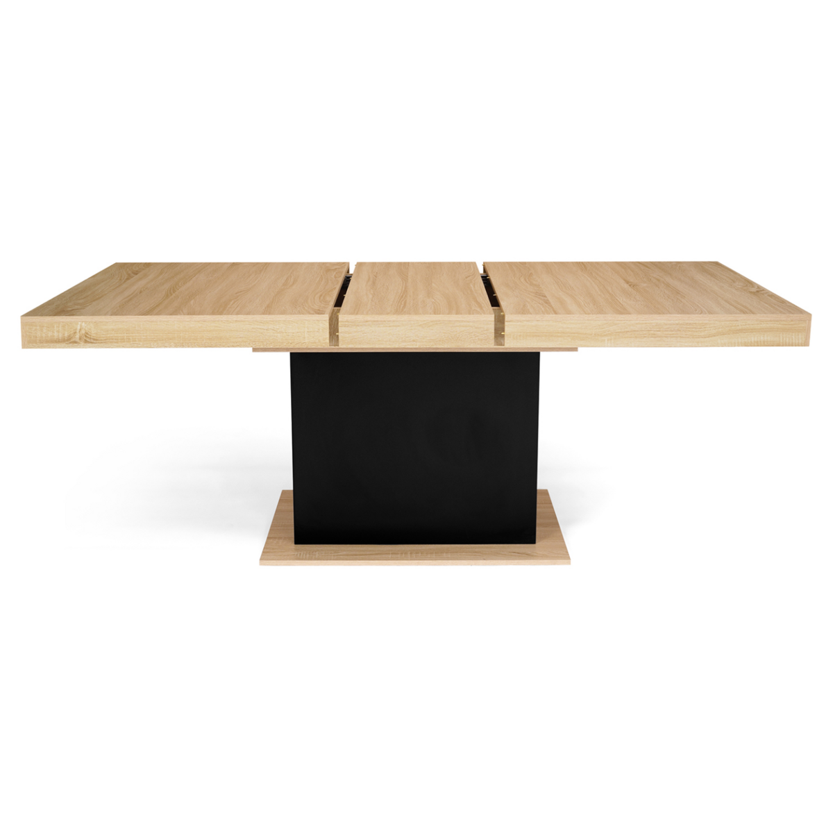 ID MARKET Table à manger extensible rectangle EDEN 6-10 personnes bois et noir 160-200 cm