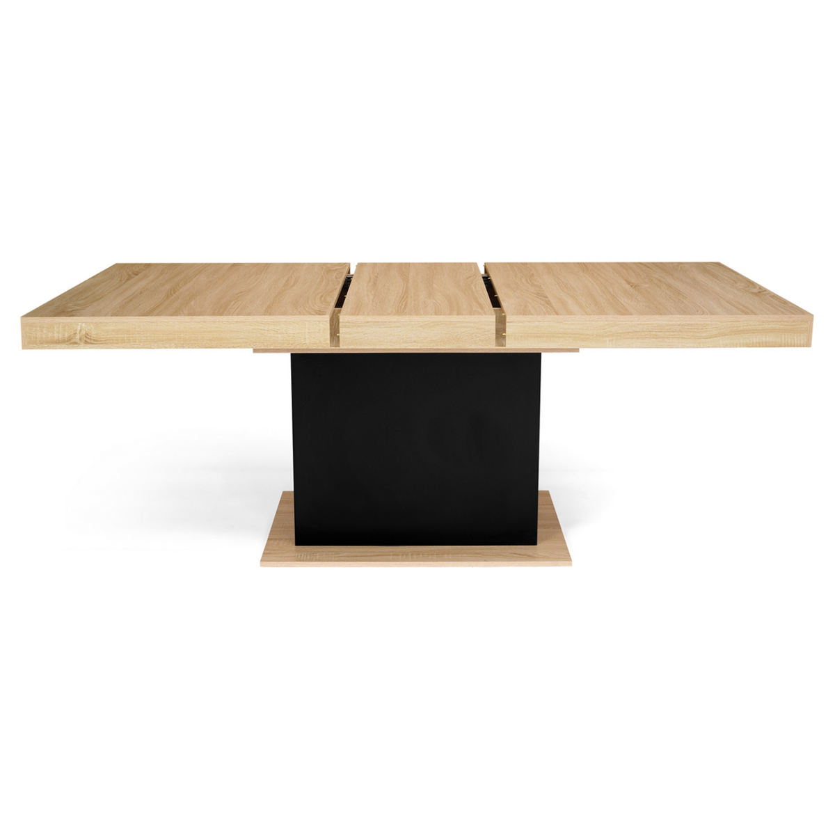 ID MARKET Table à manger extensible rectangle EDEN 6-10 personnes bois et noir 160-200 cm