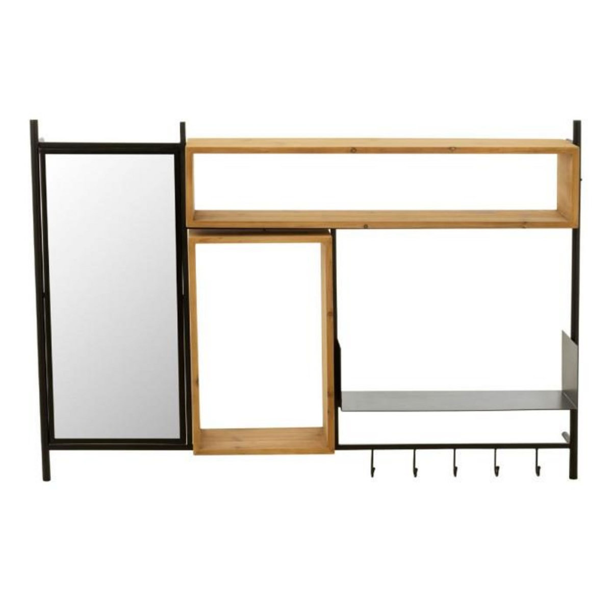 Paris Prix Patère Murale & Miroir  Tina  130cm Noir & Naturel