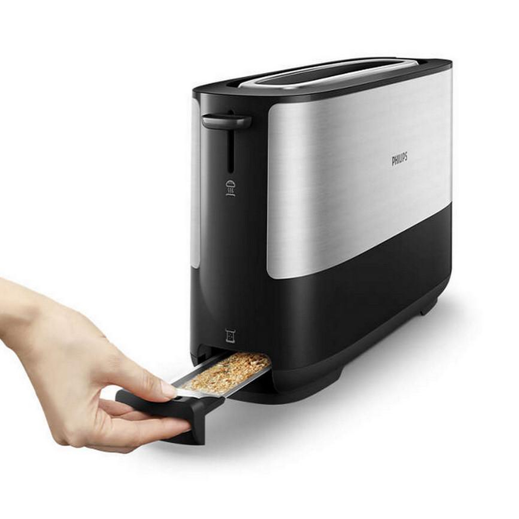 Voir la diapositive 4 : Philips Grille-pain 1 fente 1030w noir/inox - hd2692/90