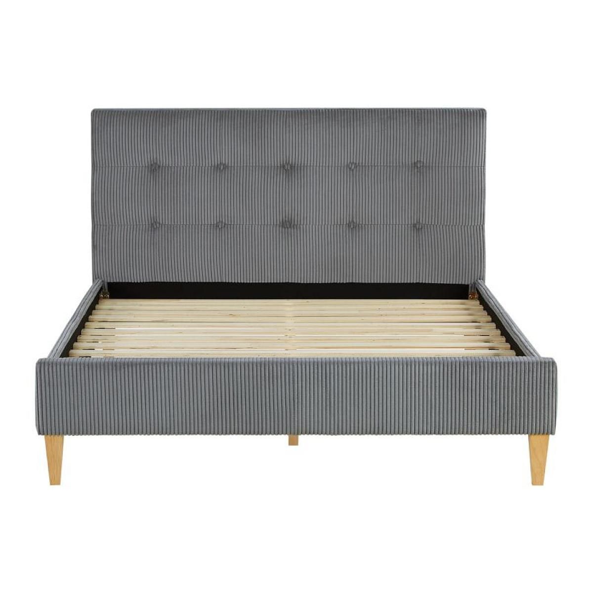 HomeStyle4U Lit 2 Places 140x200 cm avec Matelas gris
