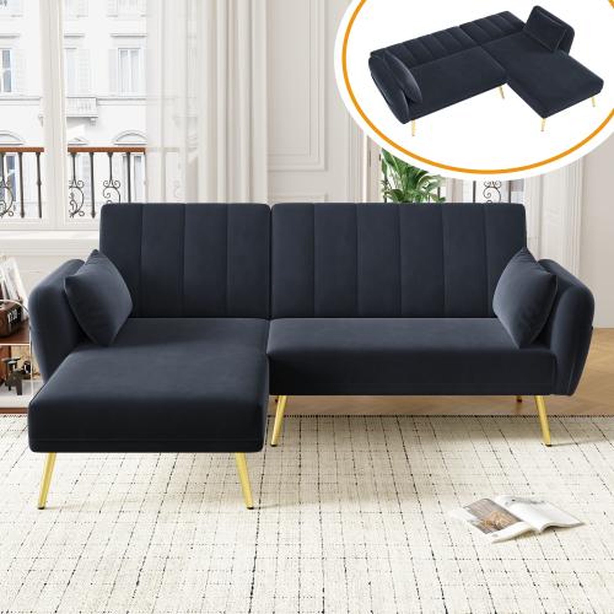 Voir la diapositive 4 : MERAX Canapé d'angle réversible convertible 3 pl velours