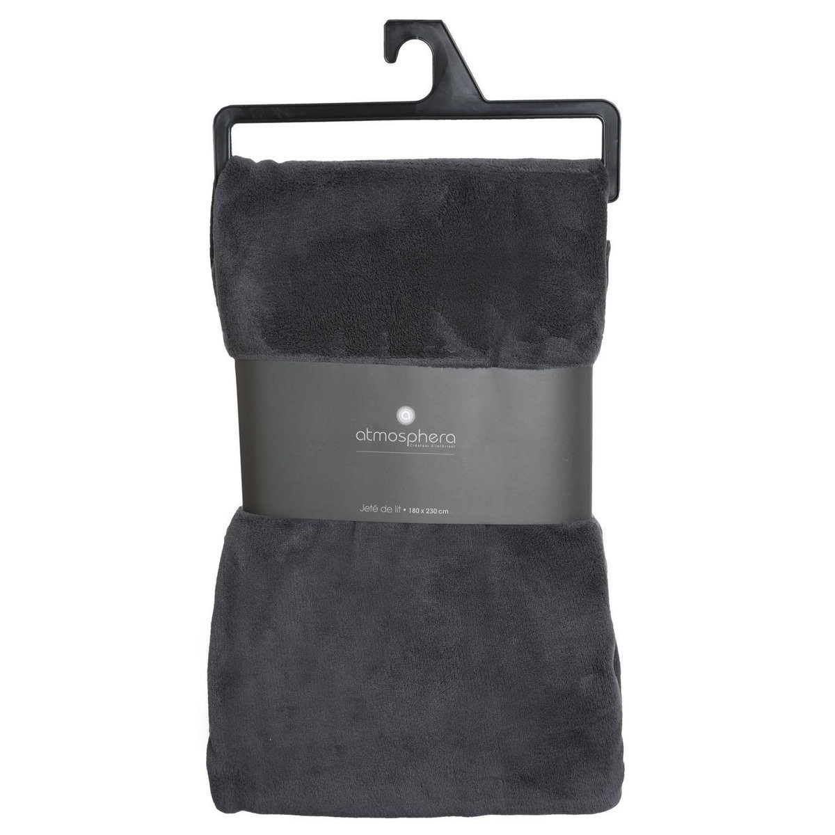 ATMOSPHERA Plaid en microfibre - 180 x 230 cm - Gris