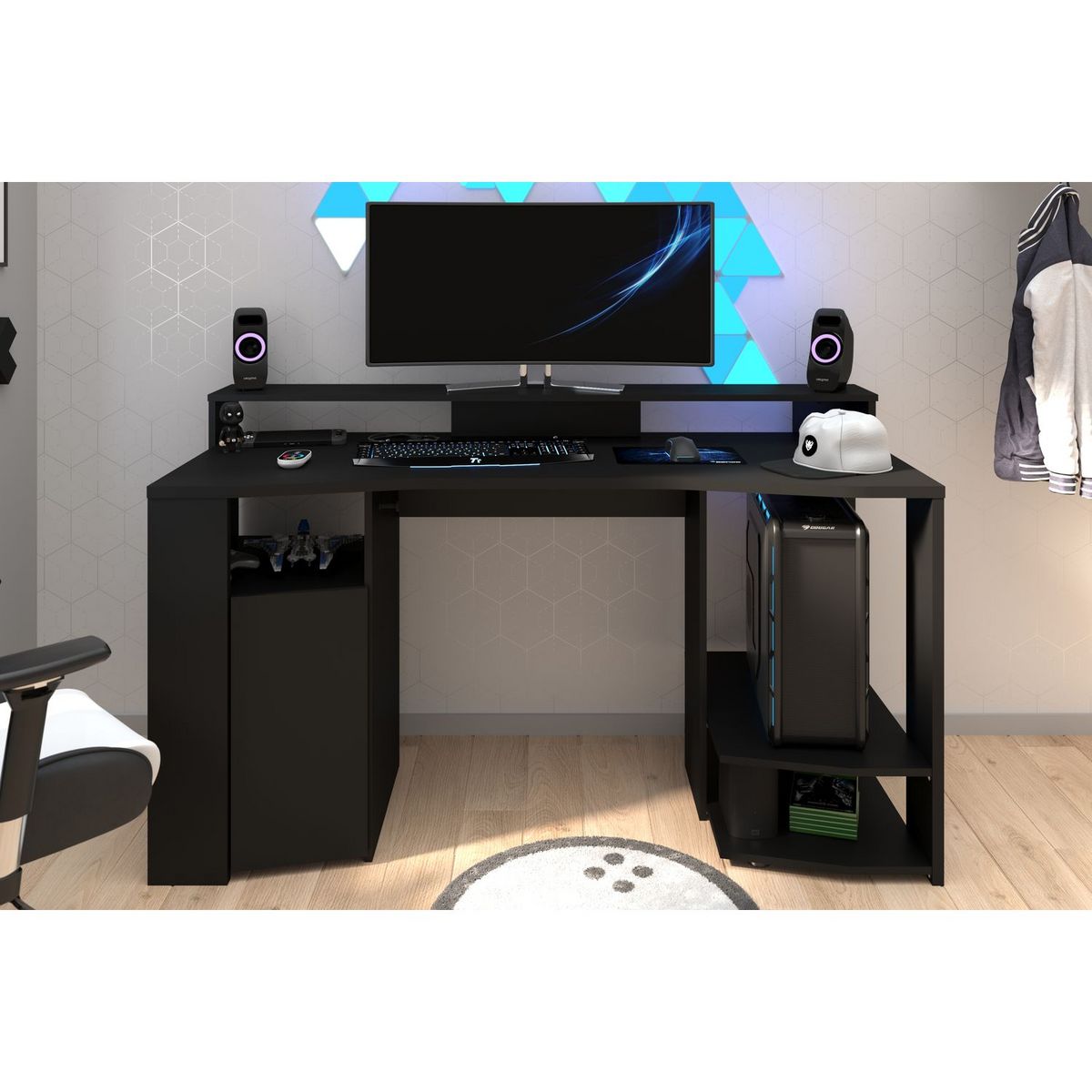 Bureau droit gamer avec leds L152cm XENON