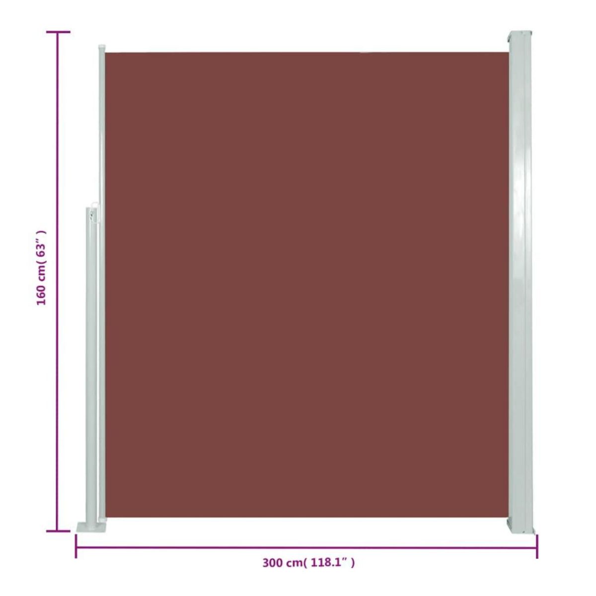 VIDAXL Auvent lateral retractable de patio 160x300 cm Marron