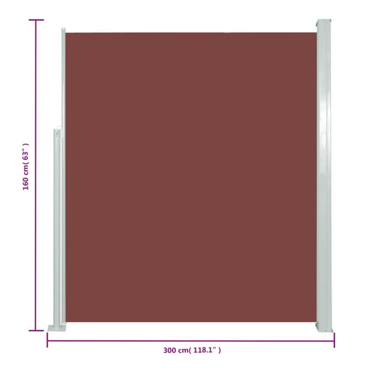 VIDAXL Auvent lateral retractable de patio 160x300 cm Marron