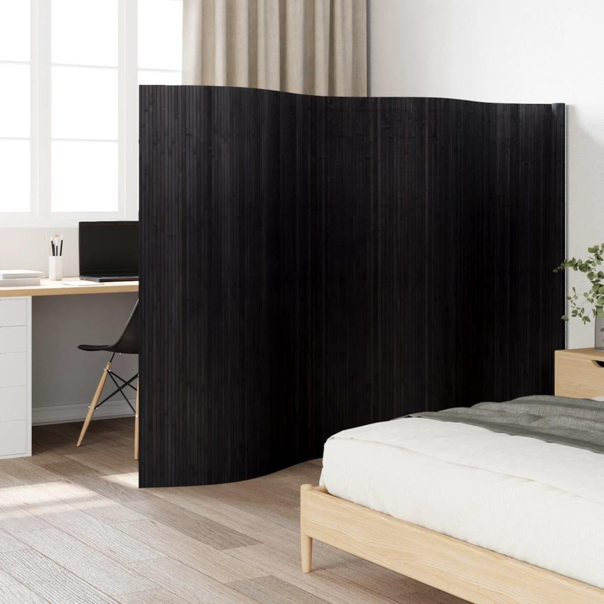 VIDAXL Cloison de separation noir 165x400 cm bambou