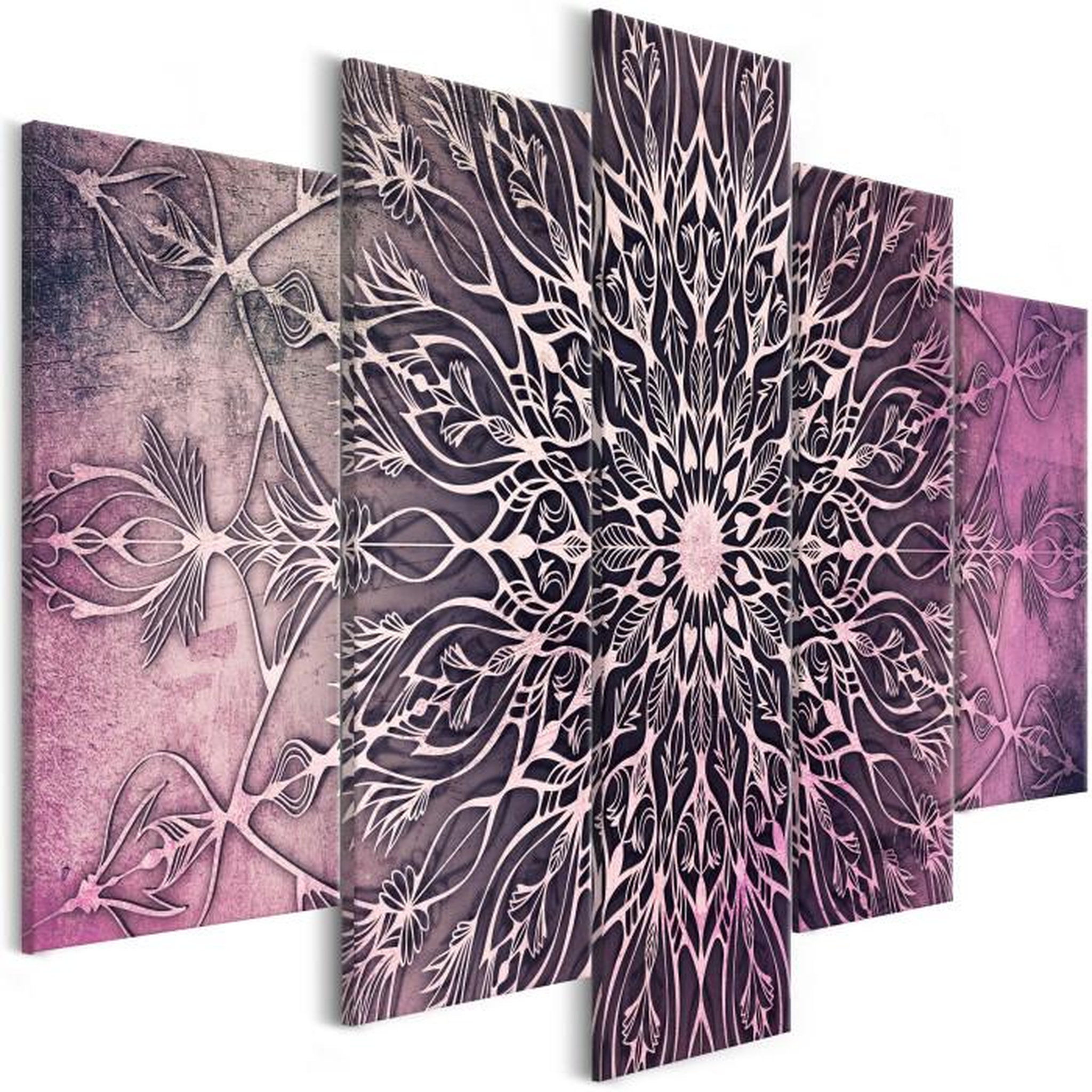 Paris Prix Tableau Imprimé 5 Panneaux  Center Wide Pink. Coloris disponibles : Multicolore