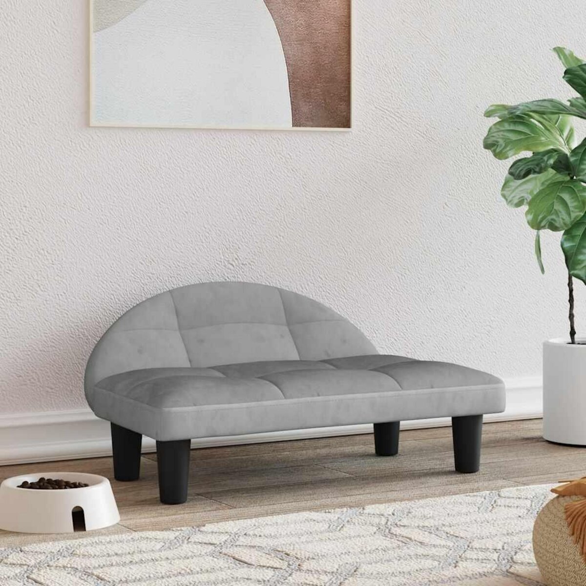 VIDAXL Lit pour chien gris clair 70x52x30 cm velours