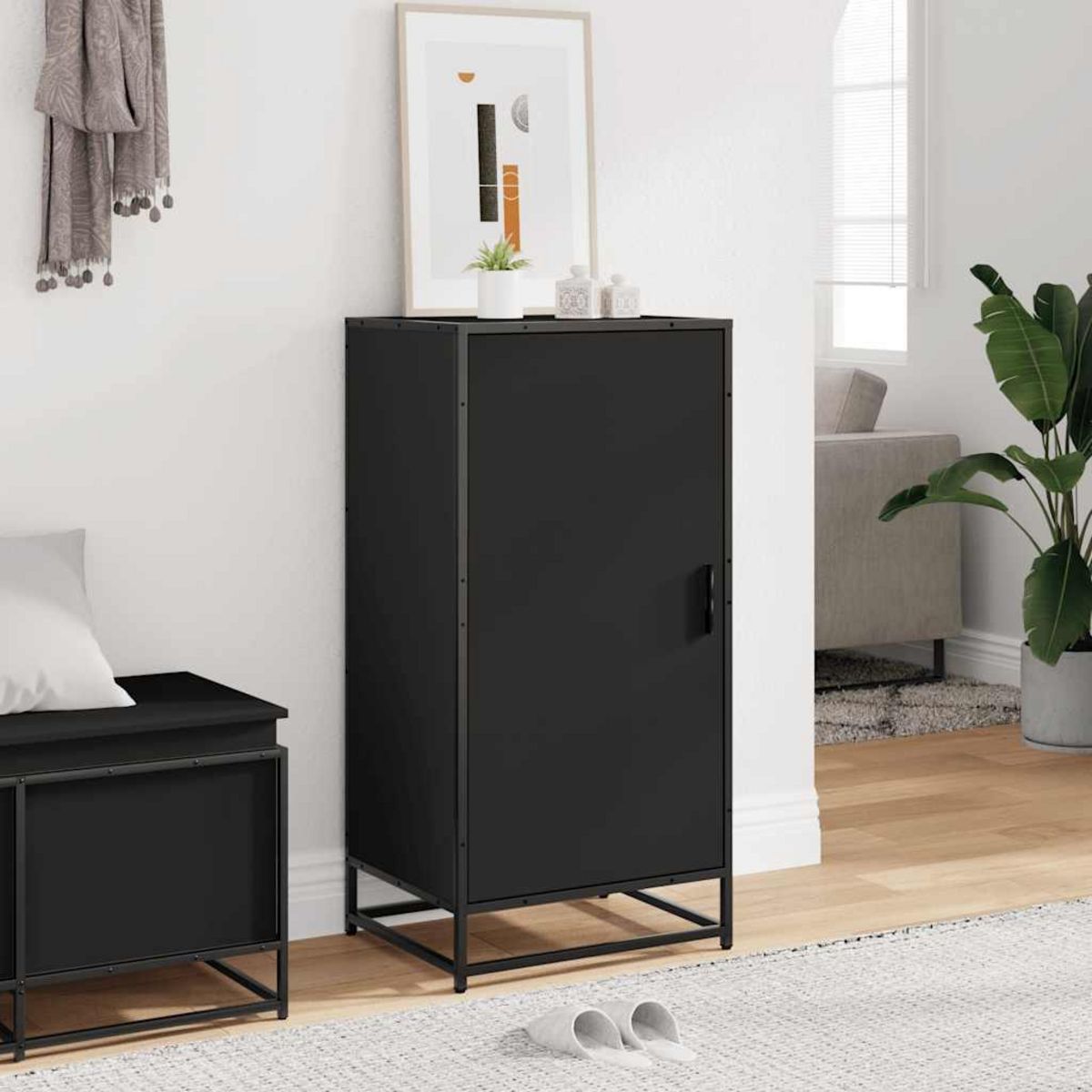 VIDAXL Etagere a chaussures noir 48x38x97,5 cm bois d'ingenierie