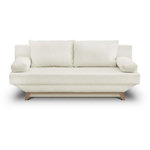 MARKET24 Banquette convertible 3 places TEIJO - Tissu bouclette beige - Coffre de rangement - L187 x P91x H82 cm