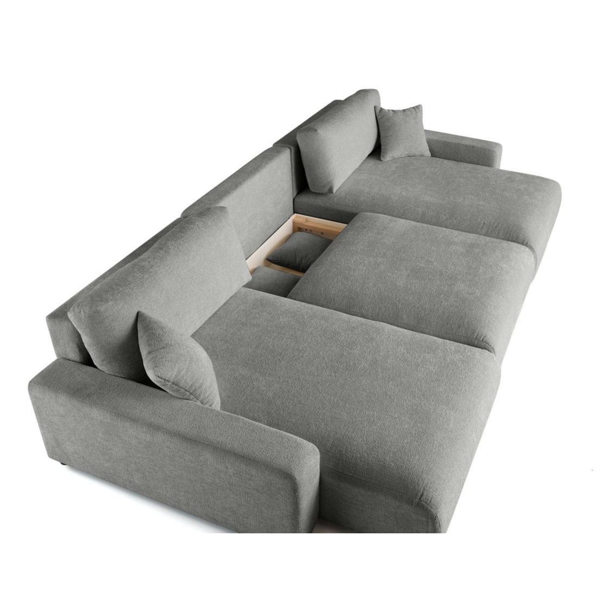 LISA DESIGN Pivoine - canapé panoramique en u - 7 places - convertible avec coffre - en velours texturé