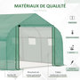 Voir la diapositive 4 : OUTSUNNY Serre tunnel de jardin grande taille dim. 3,47L x 3l x 2H m - 6 fenêtres et porte zippée enroulable - acier galvanisé PE haute densité vert