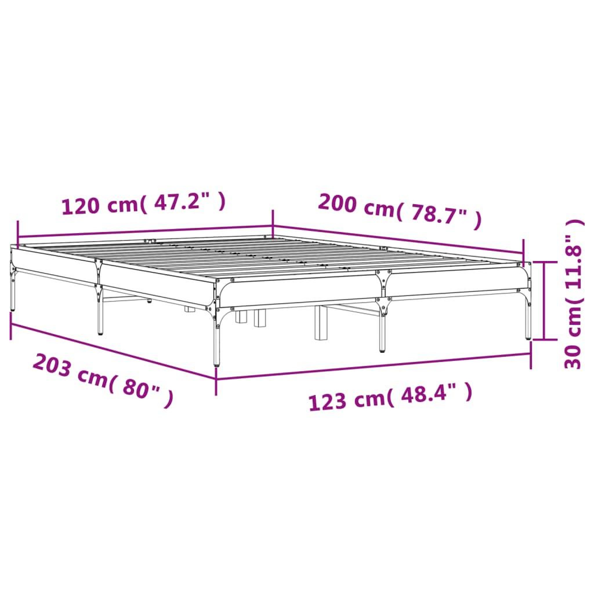 Voir la diapositive 6 : VIDAXL Cadre de lit sans matelas chene fume 120x200 cm