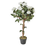 Paris Prix Plante Artificielle en Pot  Rosier  90cm Vert & Blanc