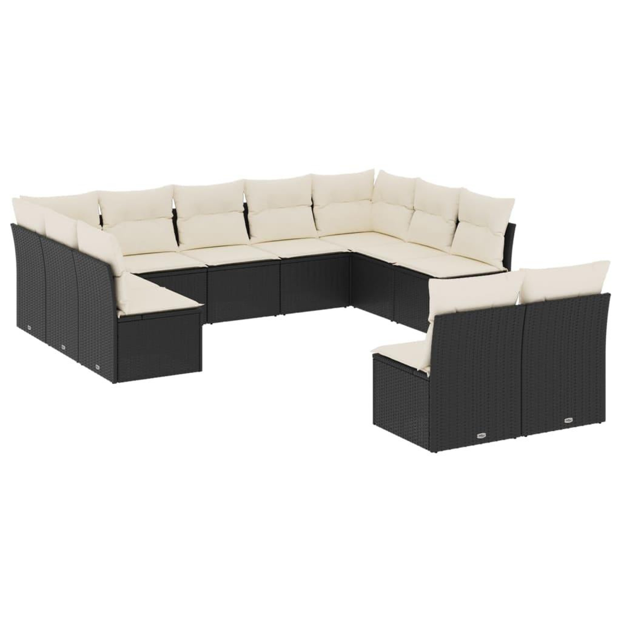 Voir la diapositive 2 : VIDAXL Salon de jardin 11 pcs avec coussins noir resine tressee