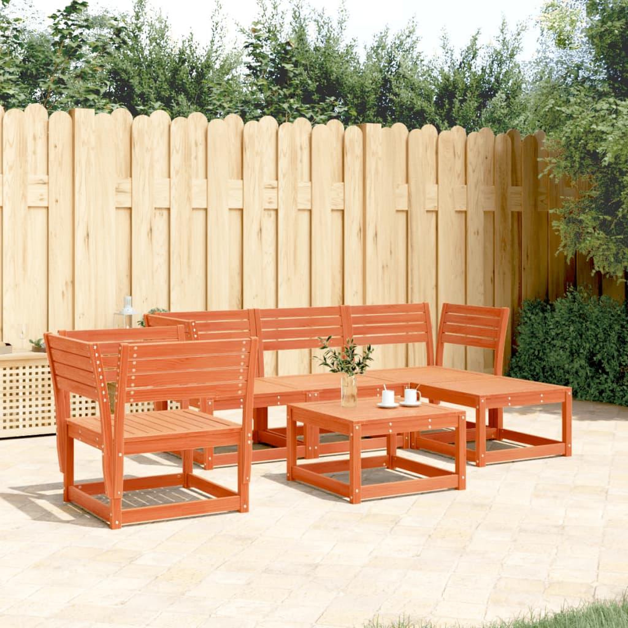 VIDAXL Salon de jardin 5 pcs cire marron bois de pin massif