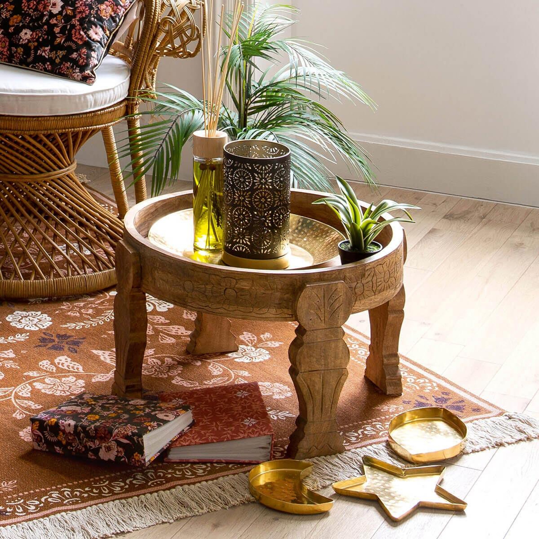 Voir la diapositive 3 : ATMOSPHERA Table d'appoint en bois  gypsy  51cm naturel
