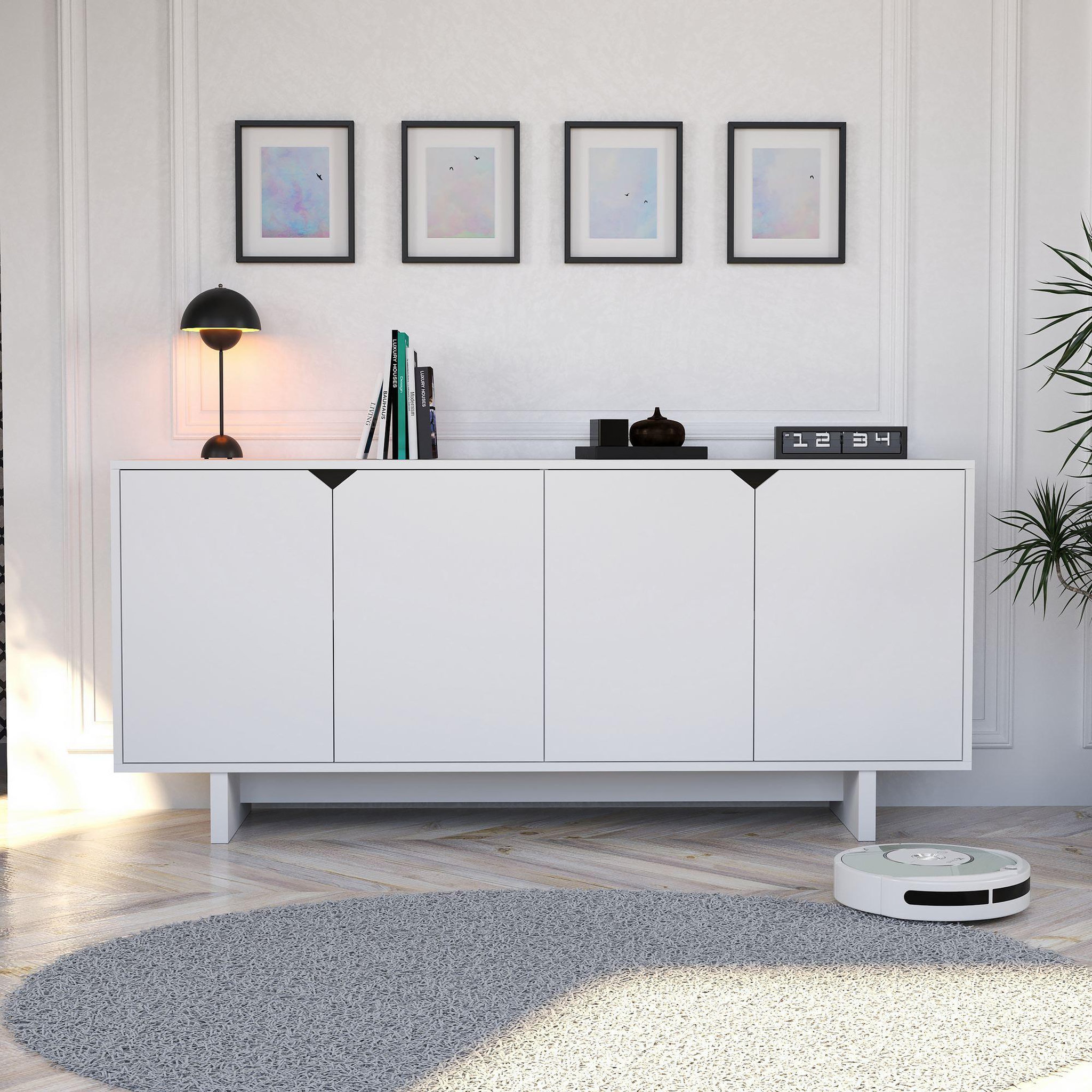 Voir la diapositive 3 : Habitat et Jardin Buffet en bois  Doruk  - 180 x 40 x 81 cm - Blanc