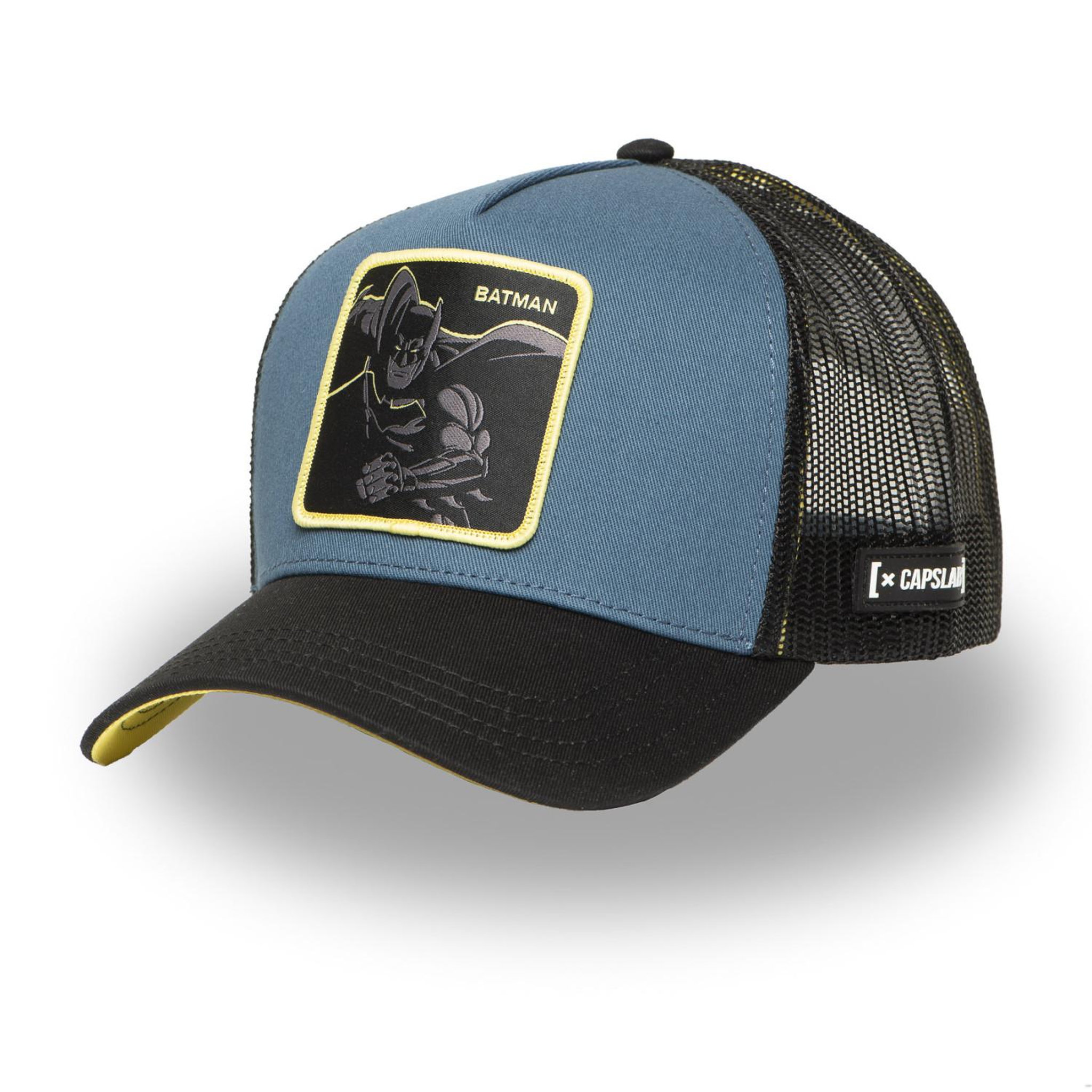 CAPSLAB Casquette trucker avec filet en sergé de coton dc comics knight. Coloris disponibles : Bleu