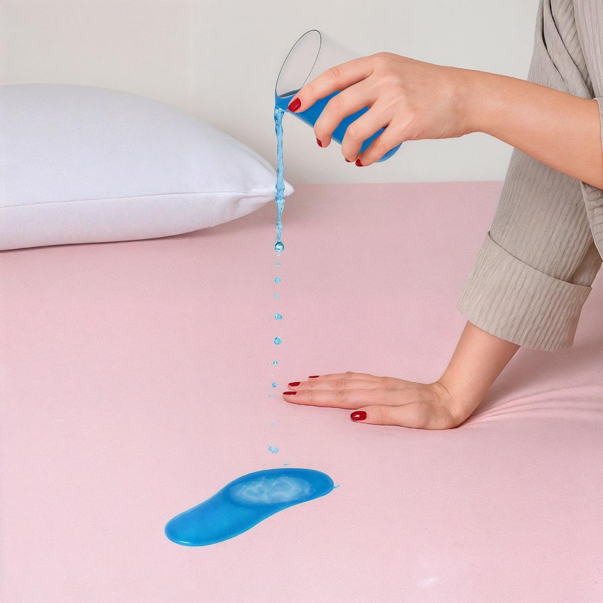 Voir la diapositive 4 : DODO Drap Housse 2 en 1 - Alèse Imperméable intégrée - Coloris Poudre