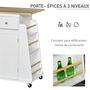 Voir la diapositive 5 : HOMCOM Desserte de cuisine multi rangements 2 tiroirs placard 2 portes avec étagère 3 range-bouteilles porte-torchons MDF hévéa