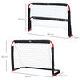 Voir la diapositive 3 : HOMCOM Set de 2 mini cages de football pliables avec filet - dim. 90L x 36l x 60H cm - métal époxy rouge oxford noir