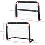 Voir la diapositive 3 : HOMCOM Set de 2 mini cages de football pliables avec filet - dim. 90L x 36l x 60H cm - métal époxy rouge oxford noir