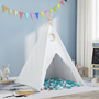 Voir la diapositive 1 : VIDAXL Tente Teepee pour enfants avec sac couleur pêche et balles de jeu en blanc