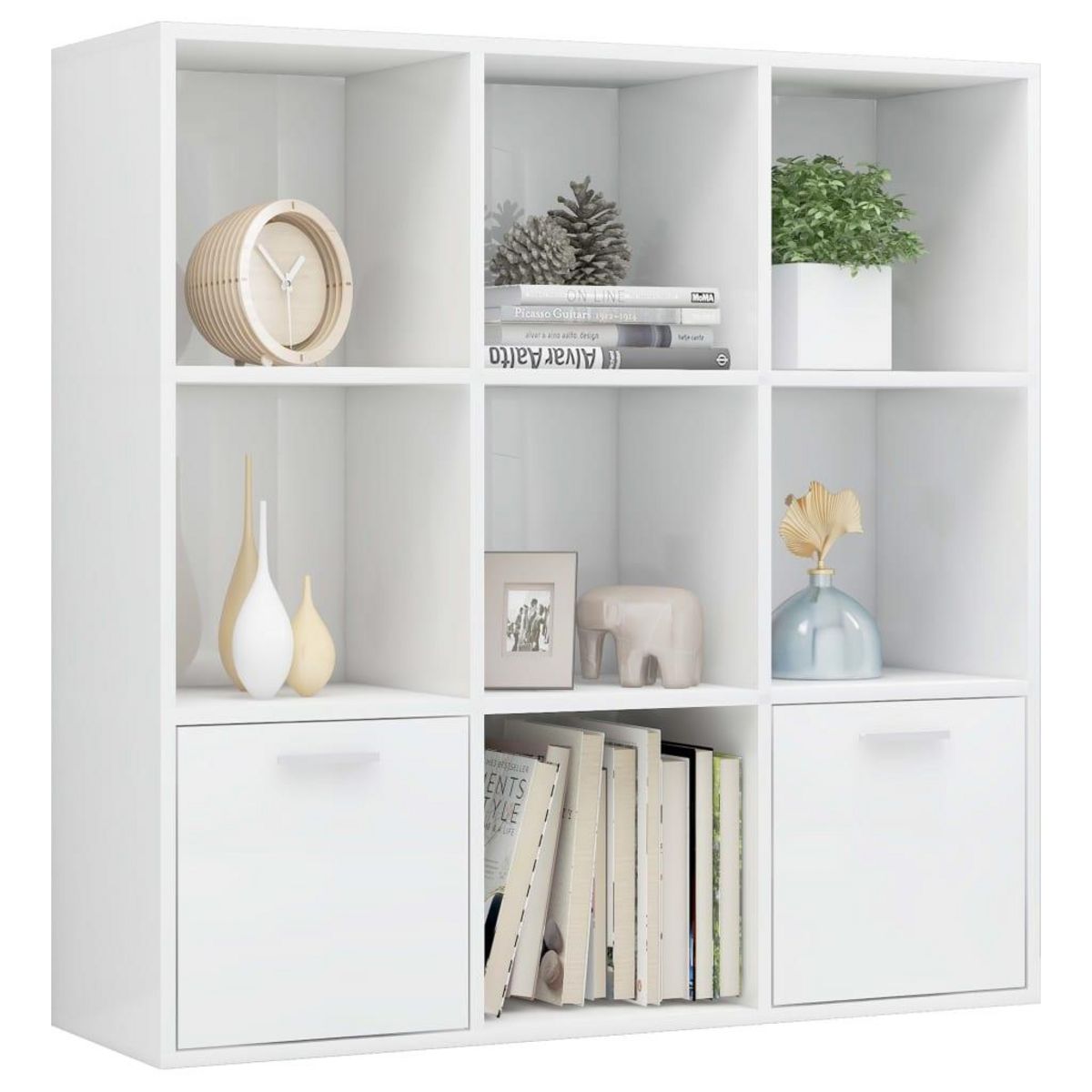 VIDAXL Bibliotheque Blanc brillant 98x30x98 cm Bois d'ingenierie