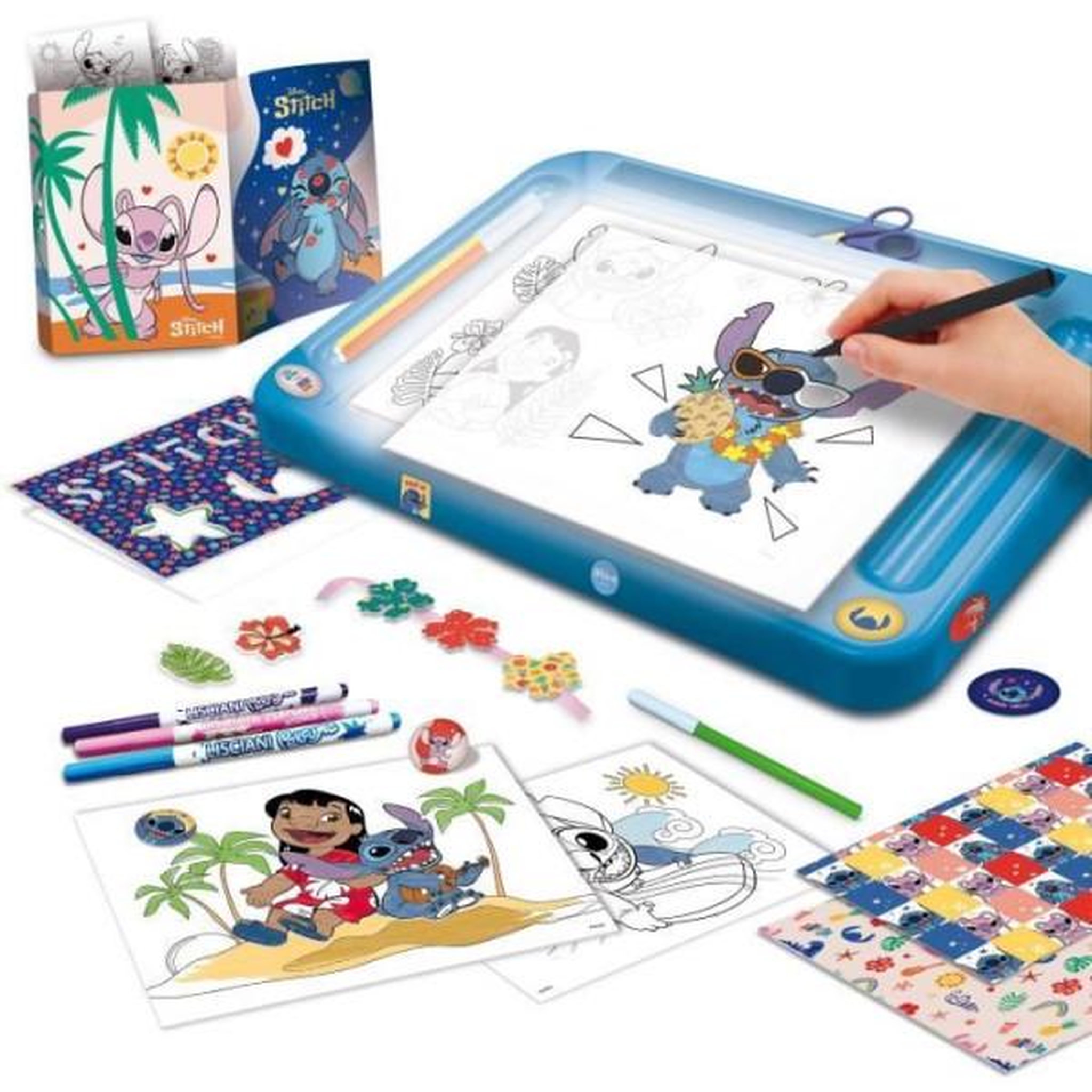 Voir la diapositive 2 : LISCIANI GIOCHI Kit de dessin - LISCIANIGIOCHI - STITCH - Table lumineuse - Modeles, Feutres