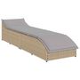 Voir la diapositive 4 : VIDAXL Chaise longue pliante coussin et rangement beige resine tressee