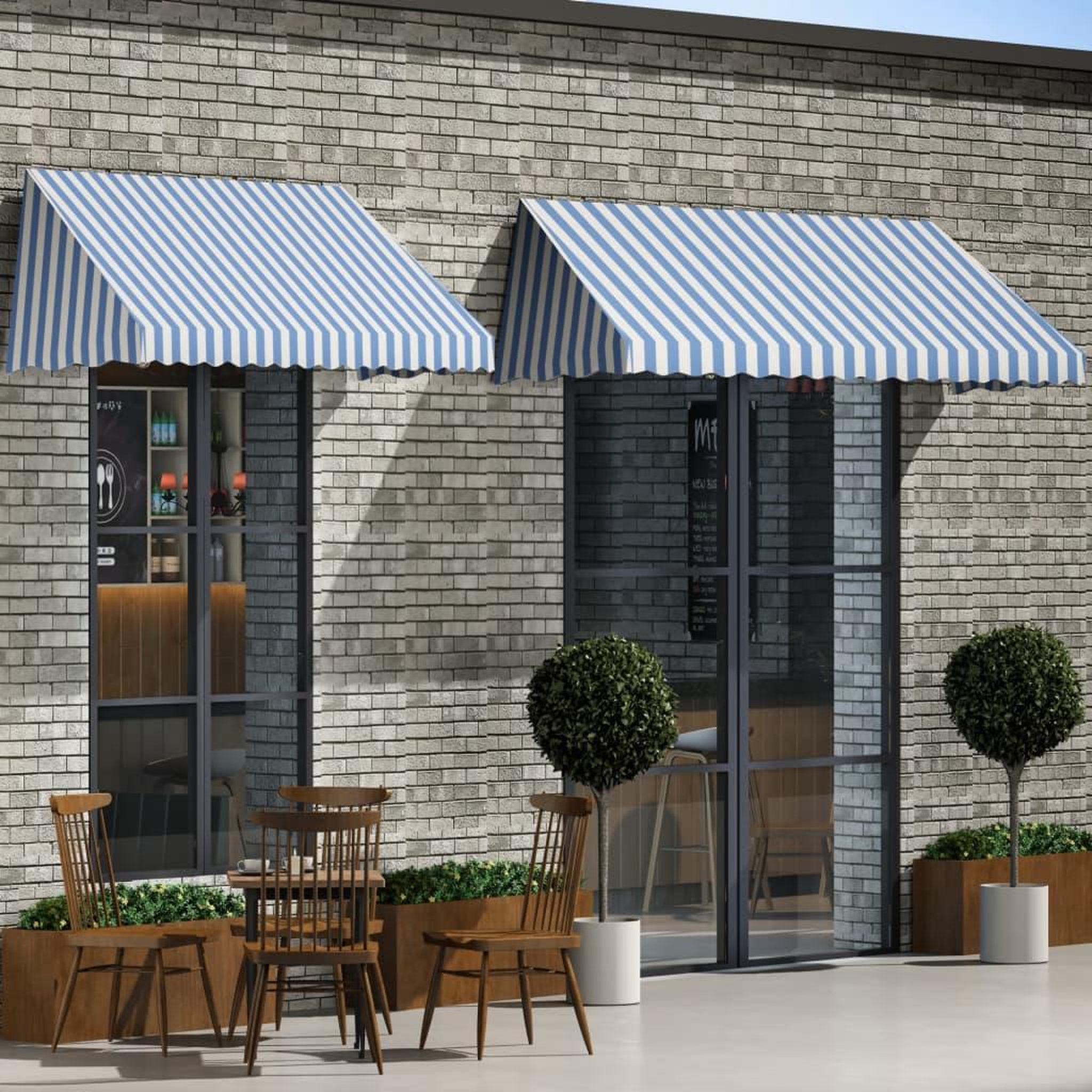 Voir la diapositive 1 : VIDAXL Auvent de bistro 400x120 cm Bleu et blanc