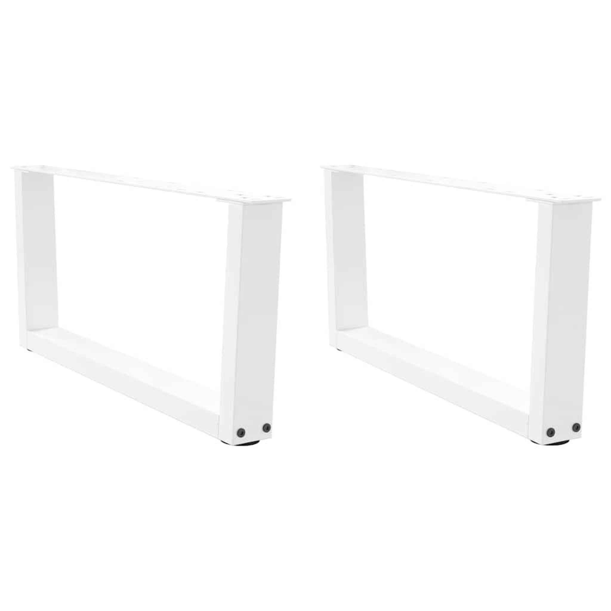 VIDAXL Pieds de table a manger forme V 2pcs blanc 70x(30-31,3)cm acier