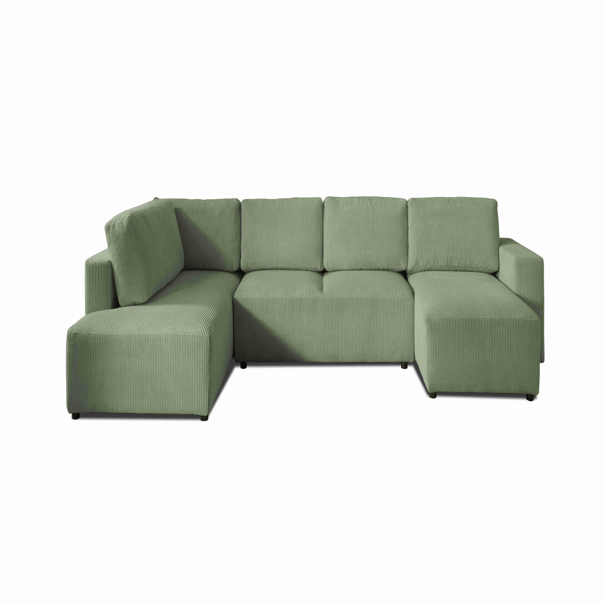 Voir la diapositive 6 : LISA DESIGN Livy - canapé panoramique convertible - avec coffre - en velours côtelé - 7 places - gauche