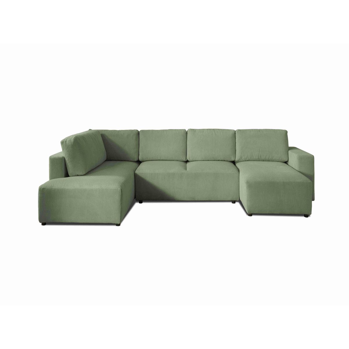 LISA DESIGN Livy - canapé panoramique convertible - avec coffre - en velours côtelé - 7 places - gauche