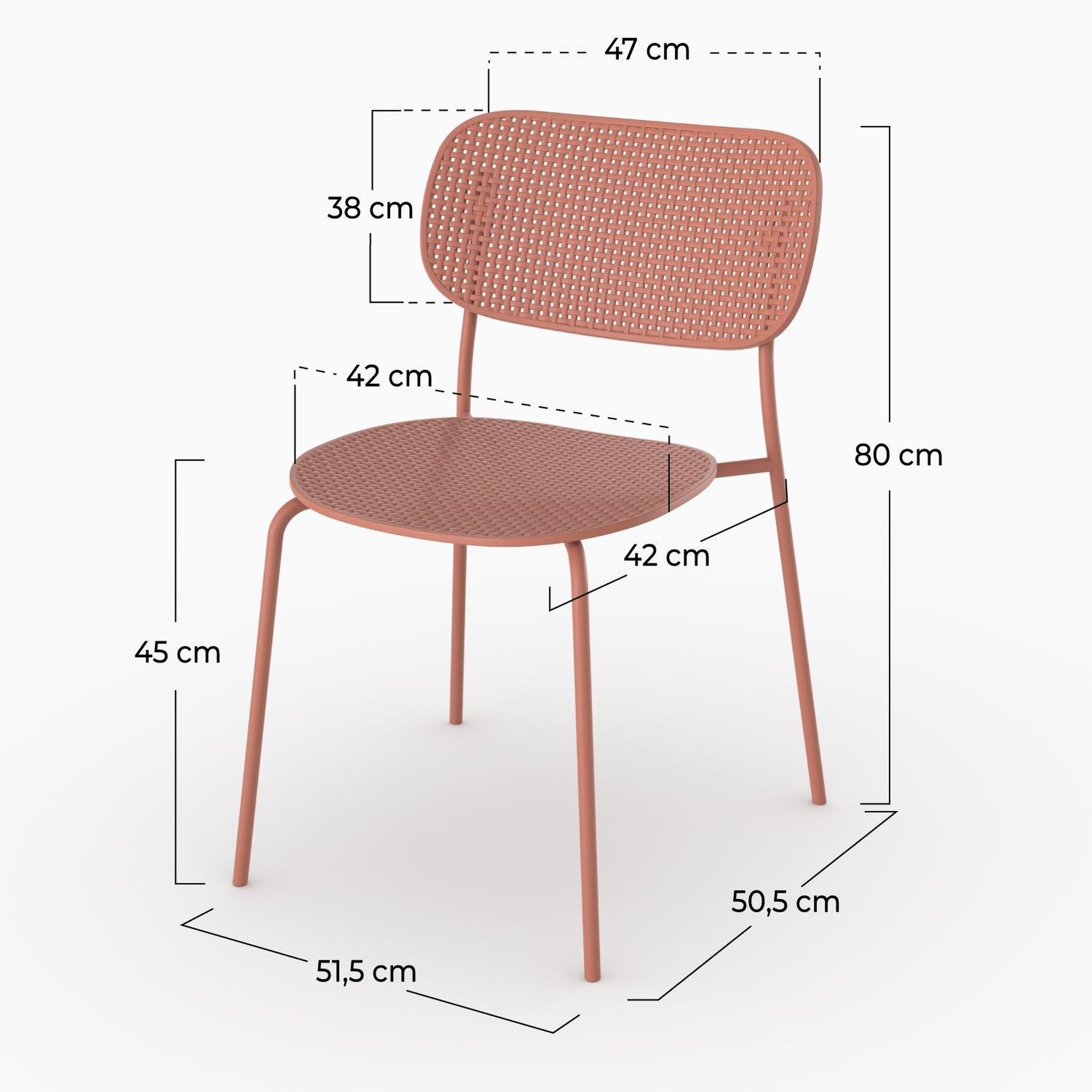 Voir la diapositive 4 : MAISON PAVANE Lot de 2 chaises de jardin empilables en plastique vieux rose-géa