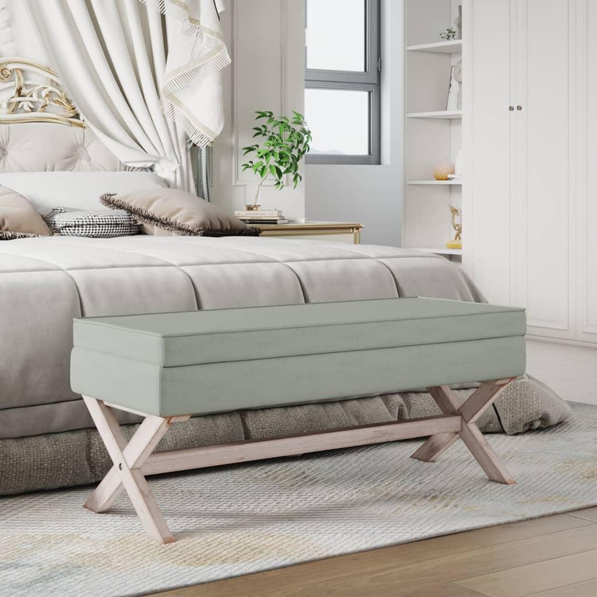 Voir la diapositive 1 : VIDAXL Tabouret de rangement Gris clair 110x45x49 cm Velours