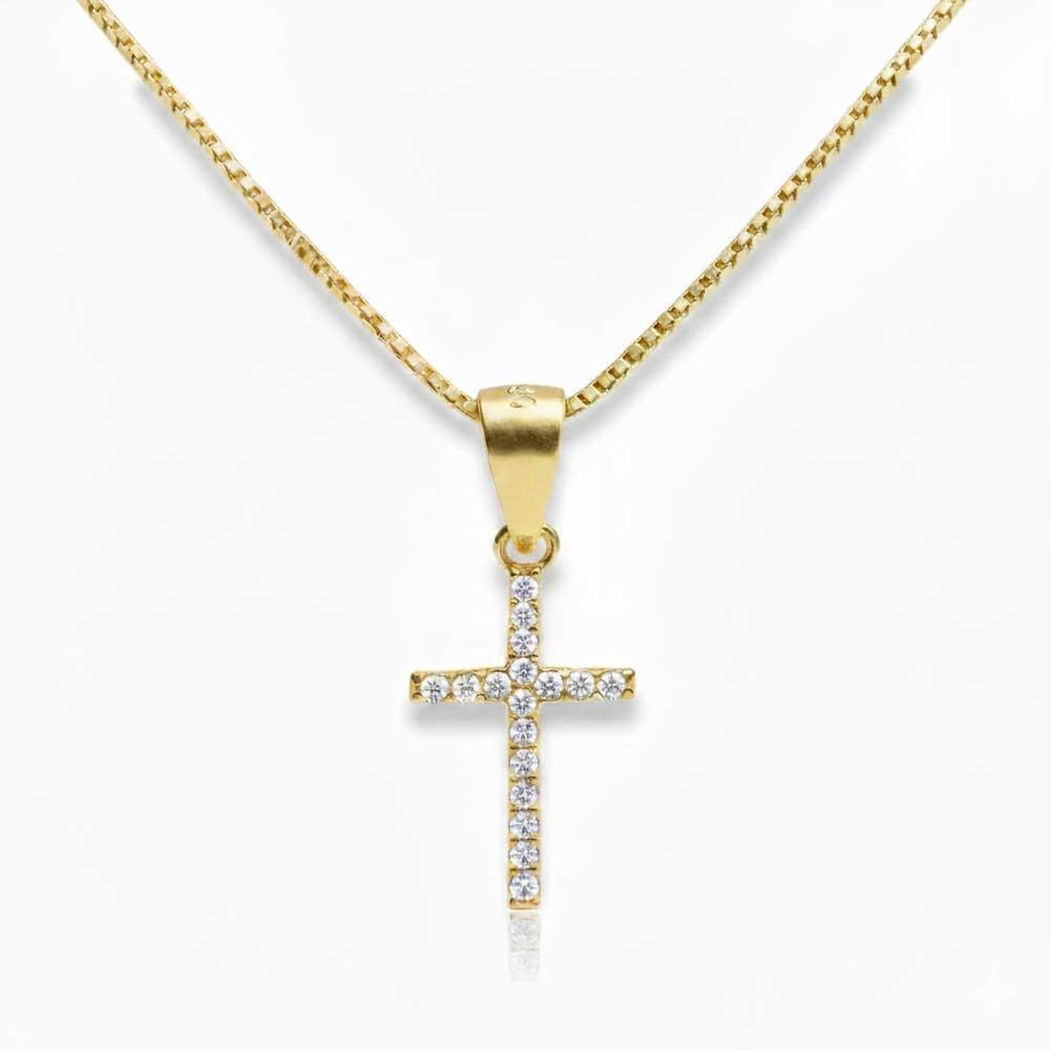 L'ATELIER D'AZUR Collier Argent 925/000 Doré - Croix Pavée de Zirconiums