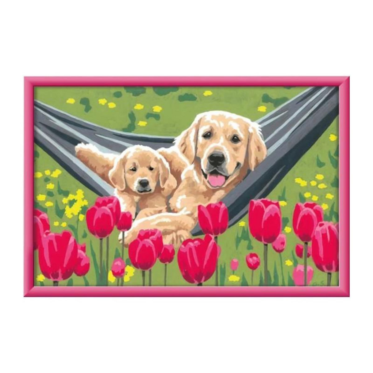 RAVENSBURGER CreArt Kids 31x21cm Labrador et tulipes, Kit de peinture par numéros Numéro d'Art, Des 7 ans, 25852, Ravensburger
