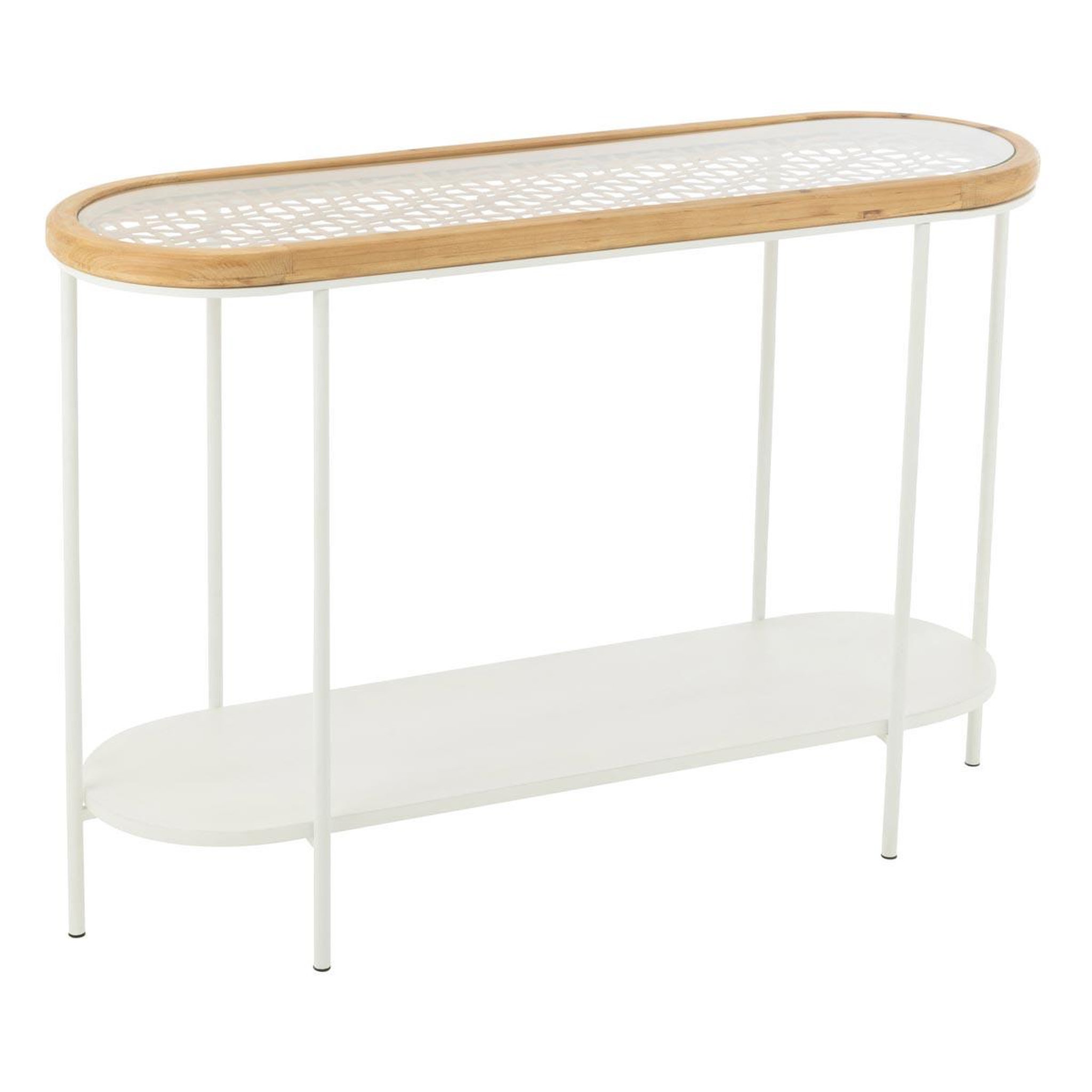 J-LINE Console en bois  mati  120cm naturel & blanc