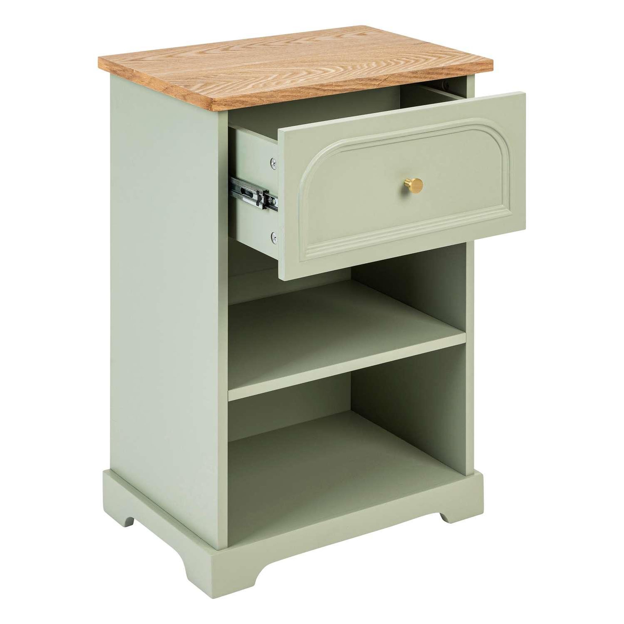 Voir la diapositive 3 : ATMOSPHERA Table de chevet en bois mohea - vert