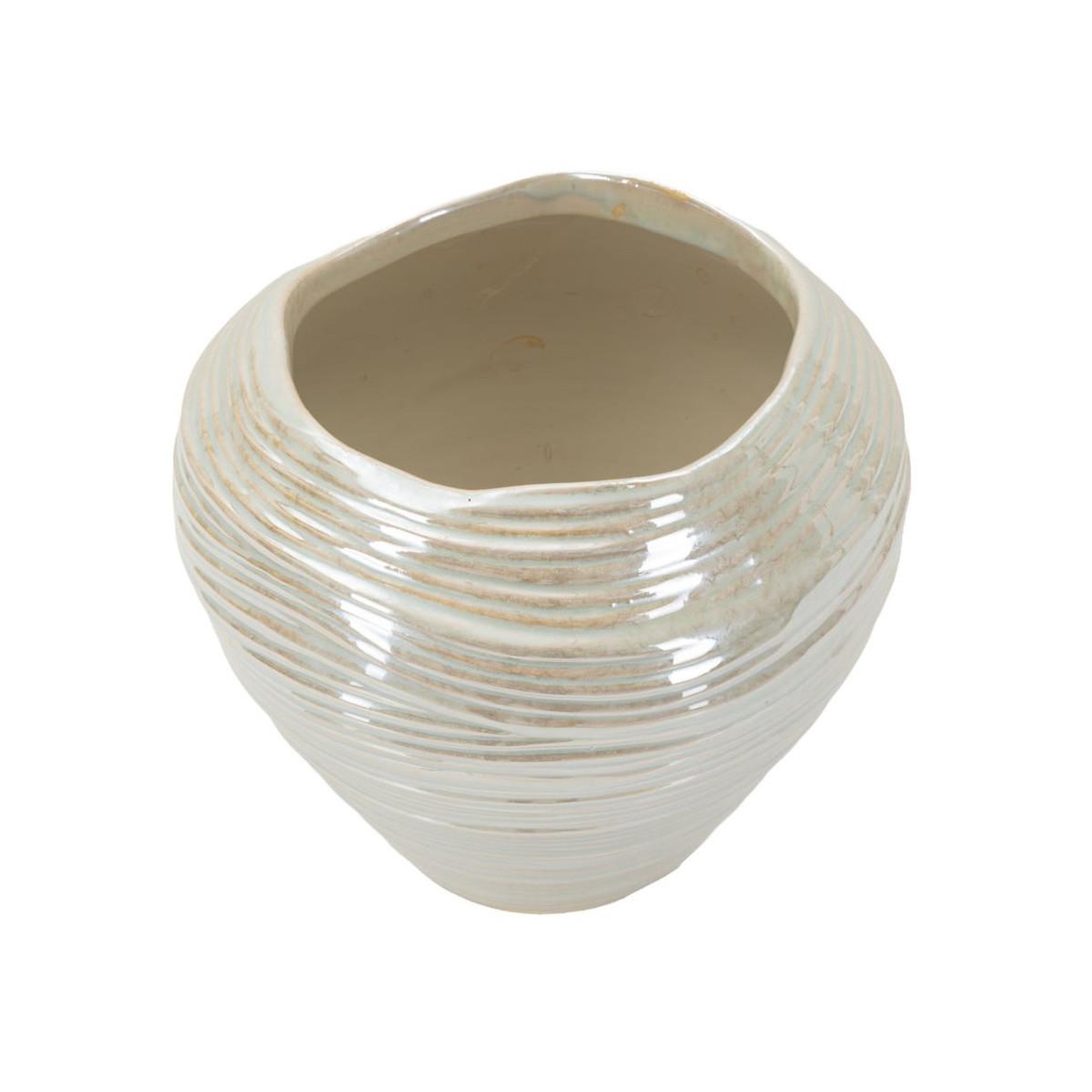 Voir la diapositive 2 : Paris Prix Vase rond en céramique  perly  22cm blanc