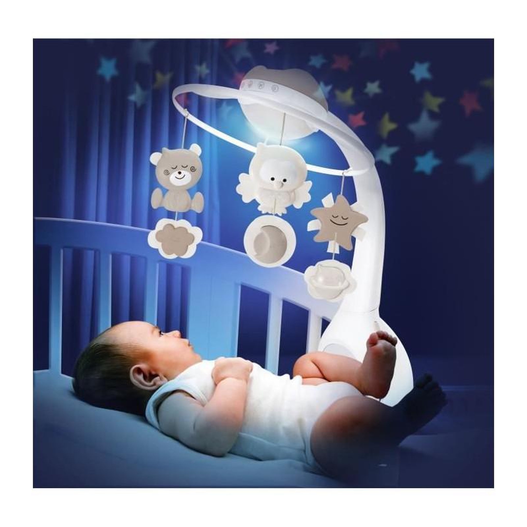 Voir la diapositive 3 : INFANTINO Mobile musical et projecteur - INFANTINO - Douce Nuit 3-en1 - Gris