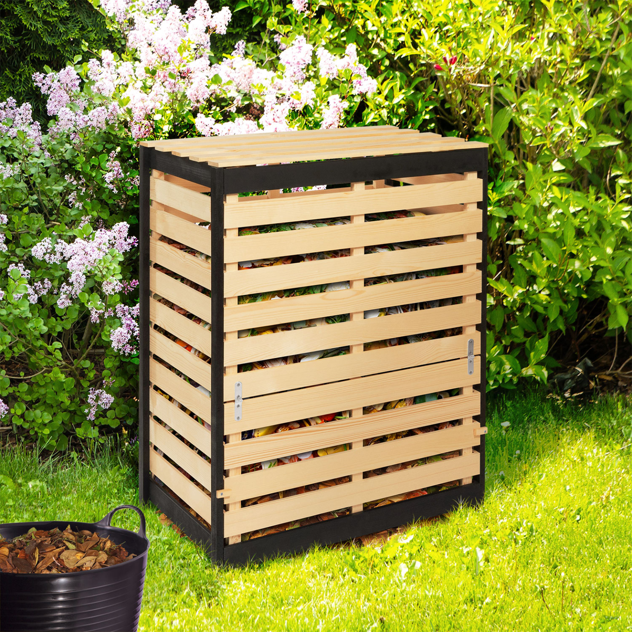 Voir la diapositive 3 : ID MARKET Bac de compostage en bois 360l