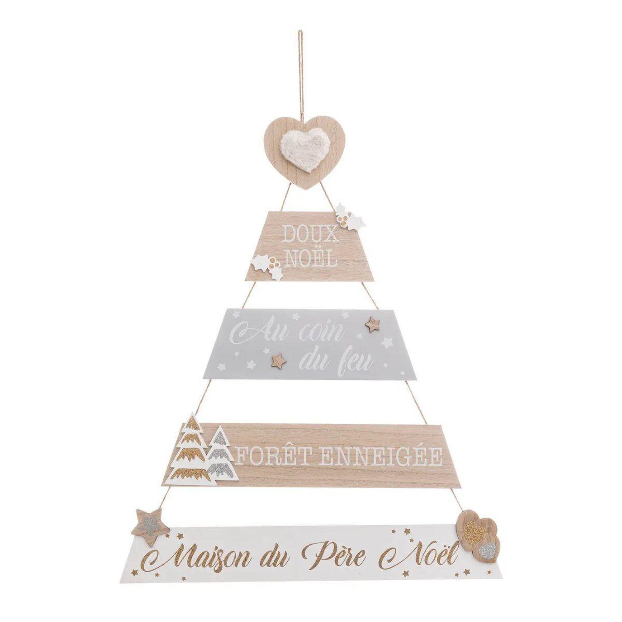 ATMOSPHERA Pancarte de noël sapin  laponie  70cm beige