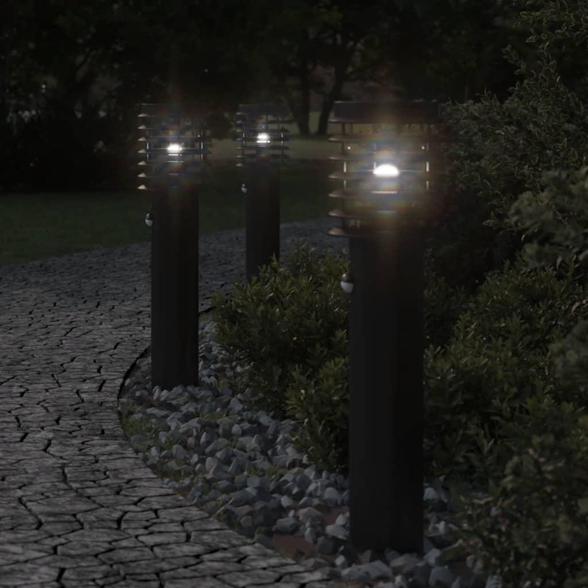 VIDAXL Lampadaire d'exterieur avec capteur noir 60 cm acier inoxydable