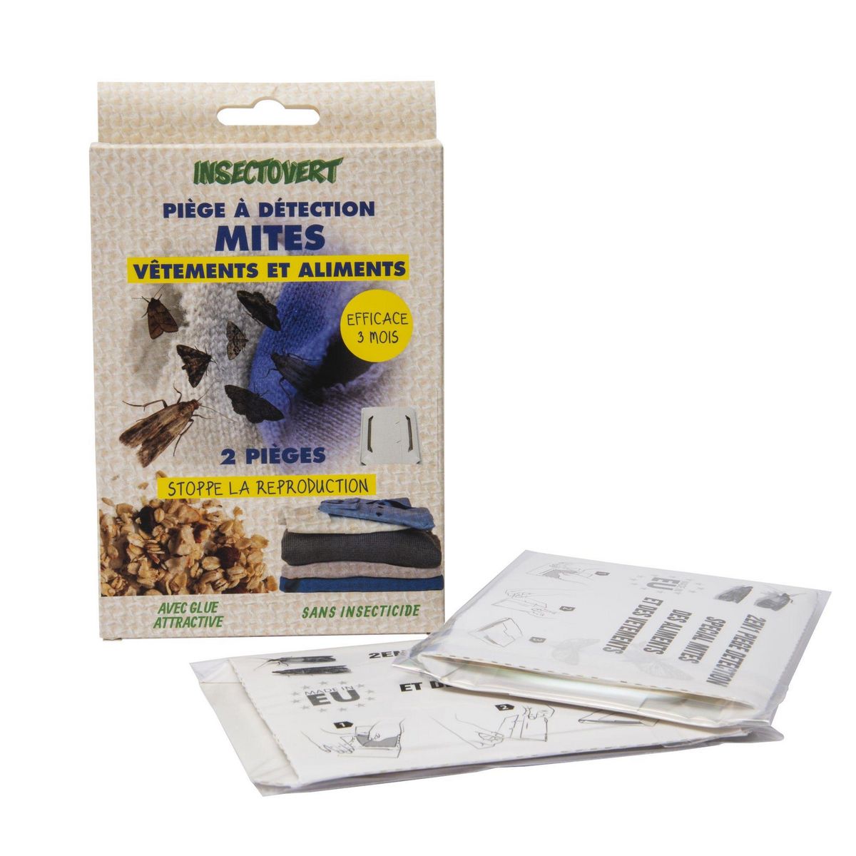 Subito Piège à détection mites vestimentaires et alimentaires   Lot de 2