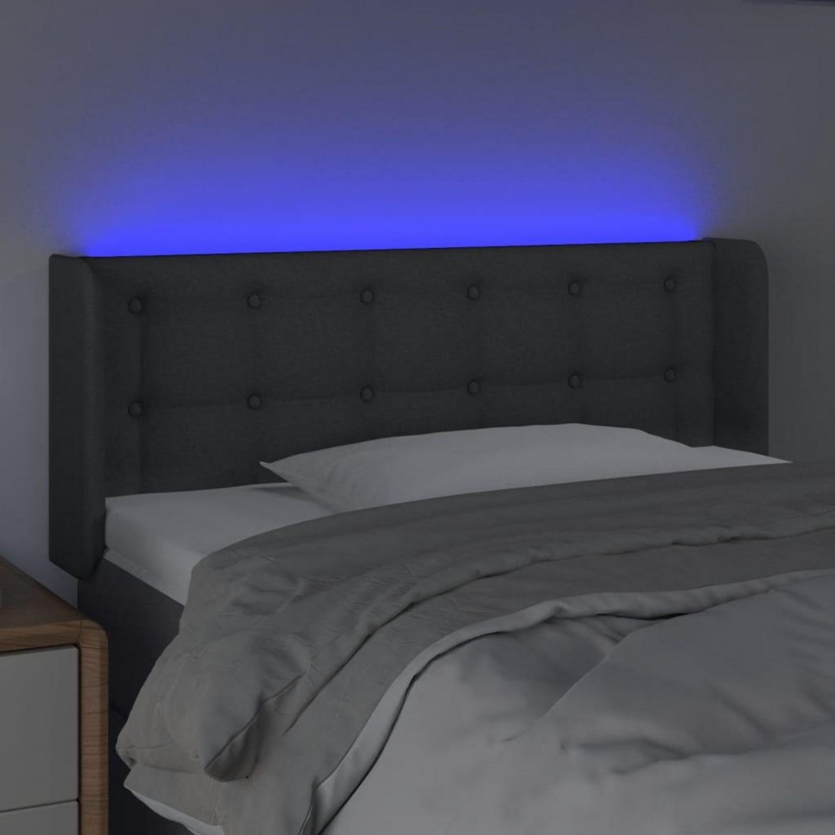 VIDAXL Tete de lit a LED Gris fonce 103x16x78/88 cm Tissu
